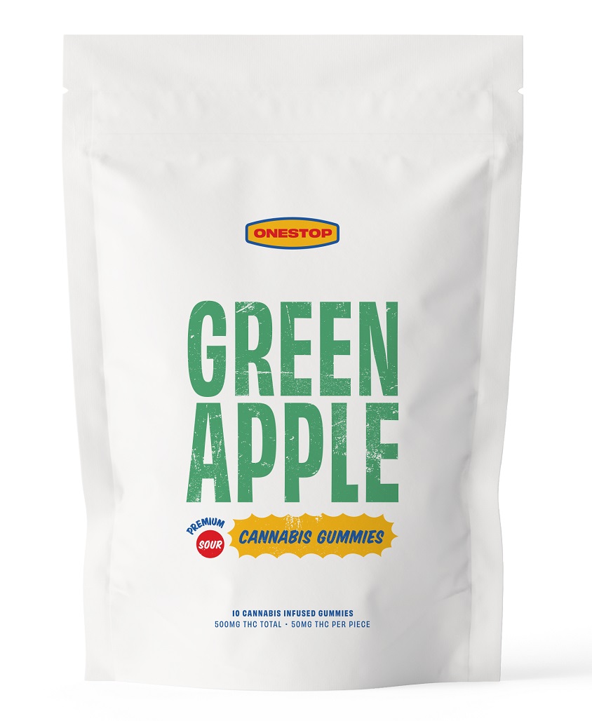 One Stop - Sour Green Apple THC Gummies 500mg - West Coast Cannabis One Stop - Sour Green Apple THC Gummies 500mg - West Coast Cannabis