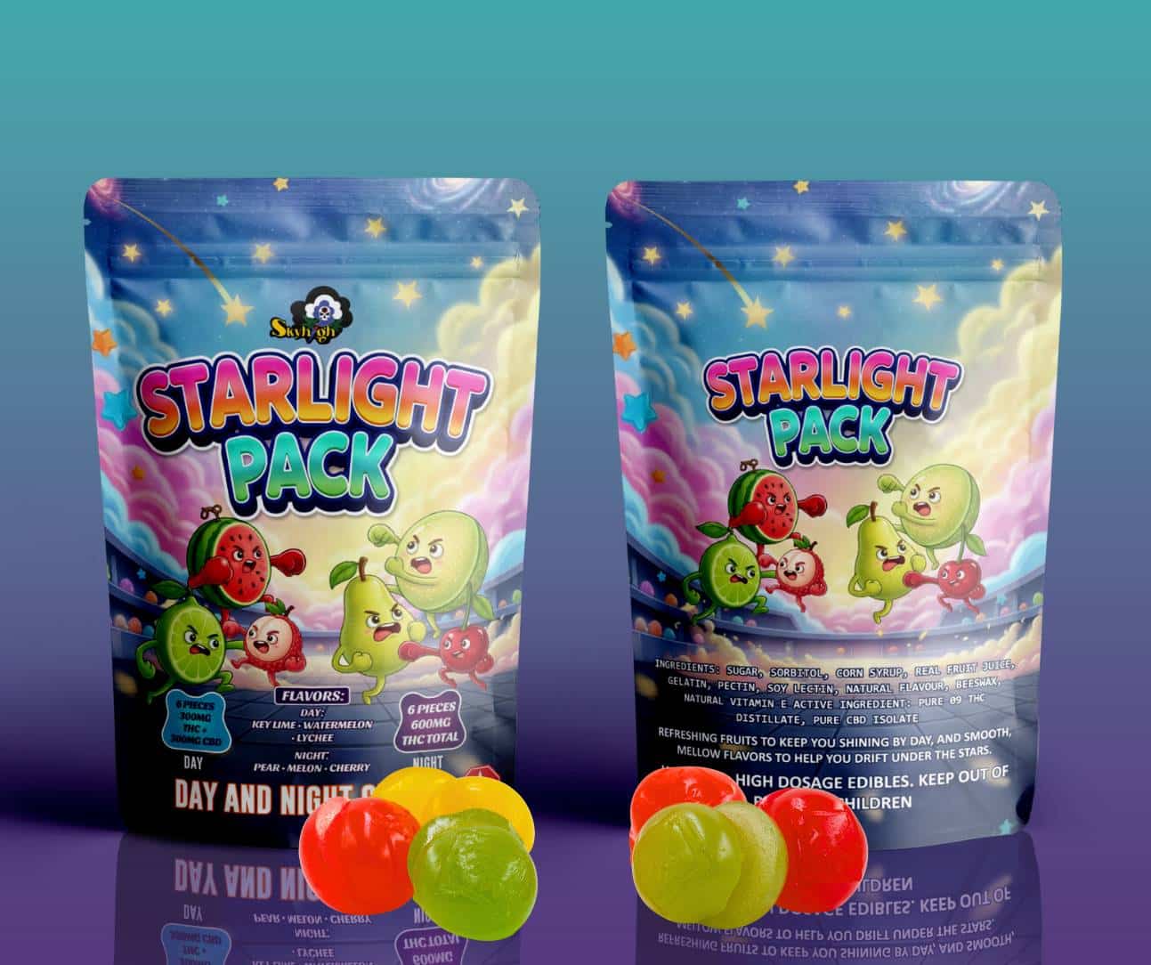 Sky High Edibles - Day and Night Gummies - Starlight Pack (900mg THC : 300mg CBD) - West Coast Cannabis Sky High Edibles - Day and Night Gummies - Starlight Pack (900mg THC : 300mg CBD) - West Coast Cannabis