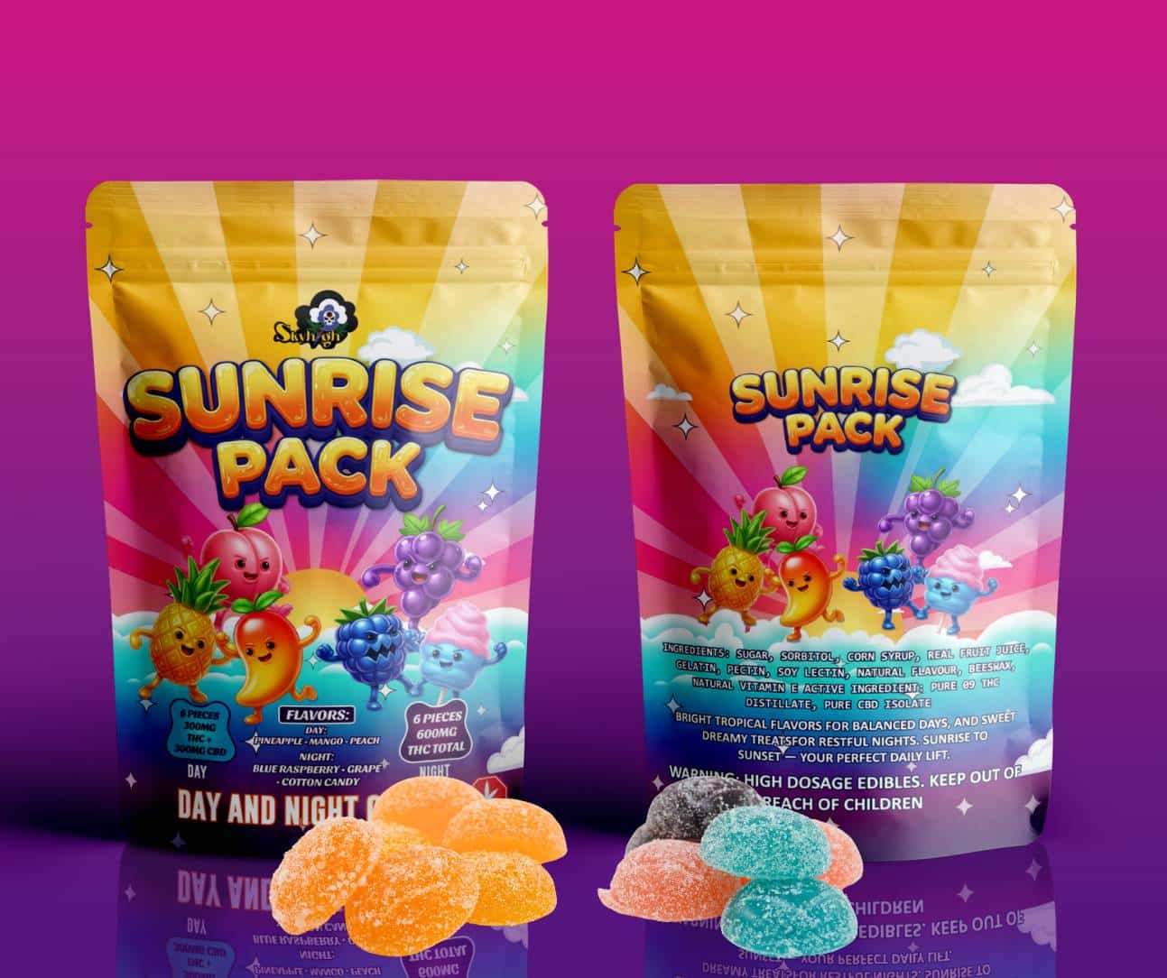 Sky High Edibles - Day and Night Gummies - Sunrise Pack (900mg THC : 300mg CBD) - West Coast Cannabis Sky High Edibles - Day and Night Gummies - Sunrise Pack (900mg THC : 300mg CBD) - West Coast Cannabis