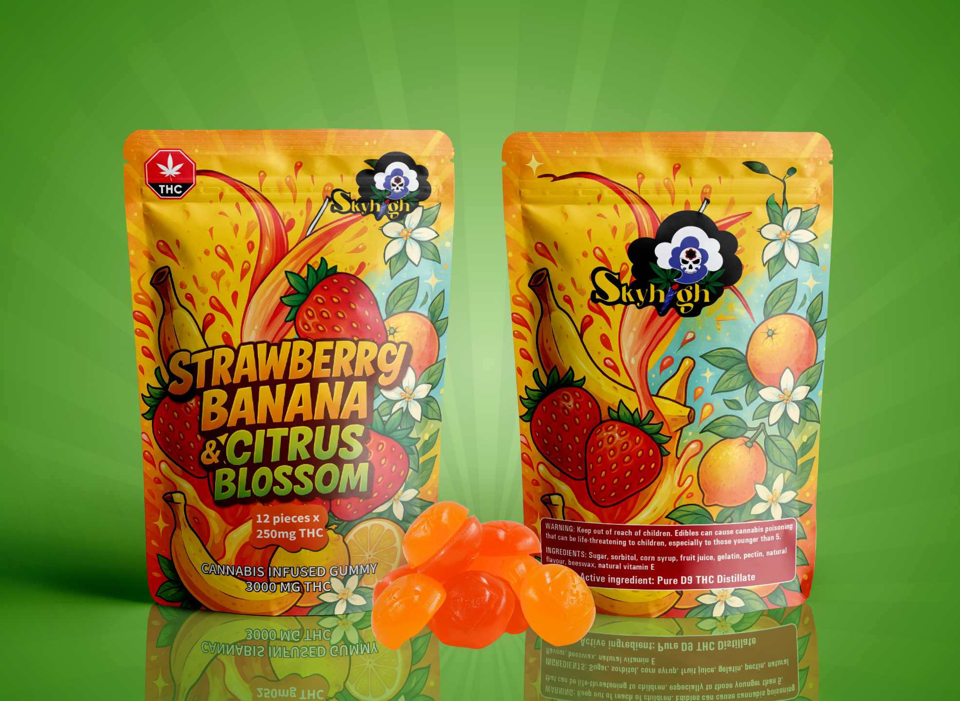 Sky High Edibles - Strawberry Banana + Citrus Blossom Gummy 3000mg THC - West Coast Cannabis Sky High Edibles - Strawberry Banana + Citrus Blossom Gummy 3000mg THC - West Coast Cannabis