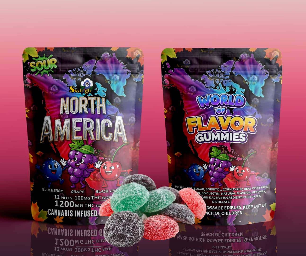 Sky High Edibles - World of Flavor Gummies - North America (1200mg THC) - West Coast Cannabis Sky High Edibles - World of Flavor Gummies - North America (1200mg THC) - West Coast Cannabis