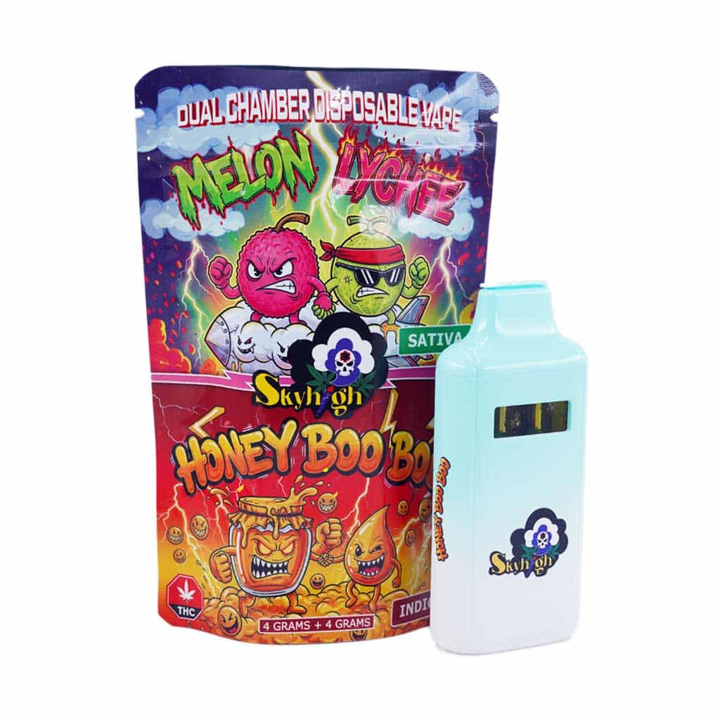 Sky High Extract - Dual Chamber Vape - Melon Lychee (Sativa) + Honey Boo Boo (Indica) - (4 Grams + 4 Grams) - West Coast Cannabis Sky High Extract - Dual Chamber Vape - Melon Lychee (Sativa) + Honey Boo Boo (Indica) - (4 Grams + 4 Grams) - West Coast Cannabis