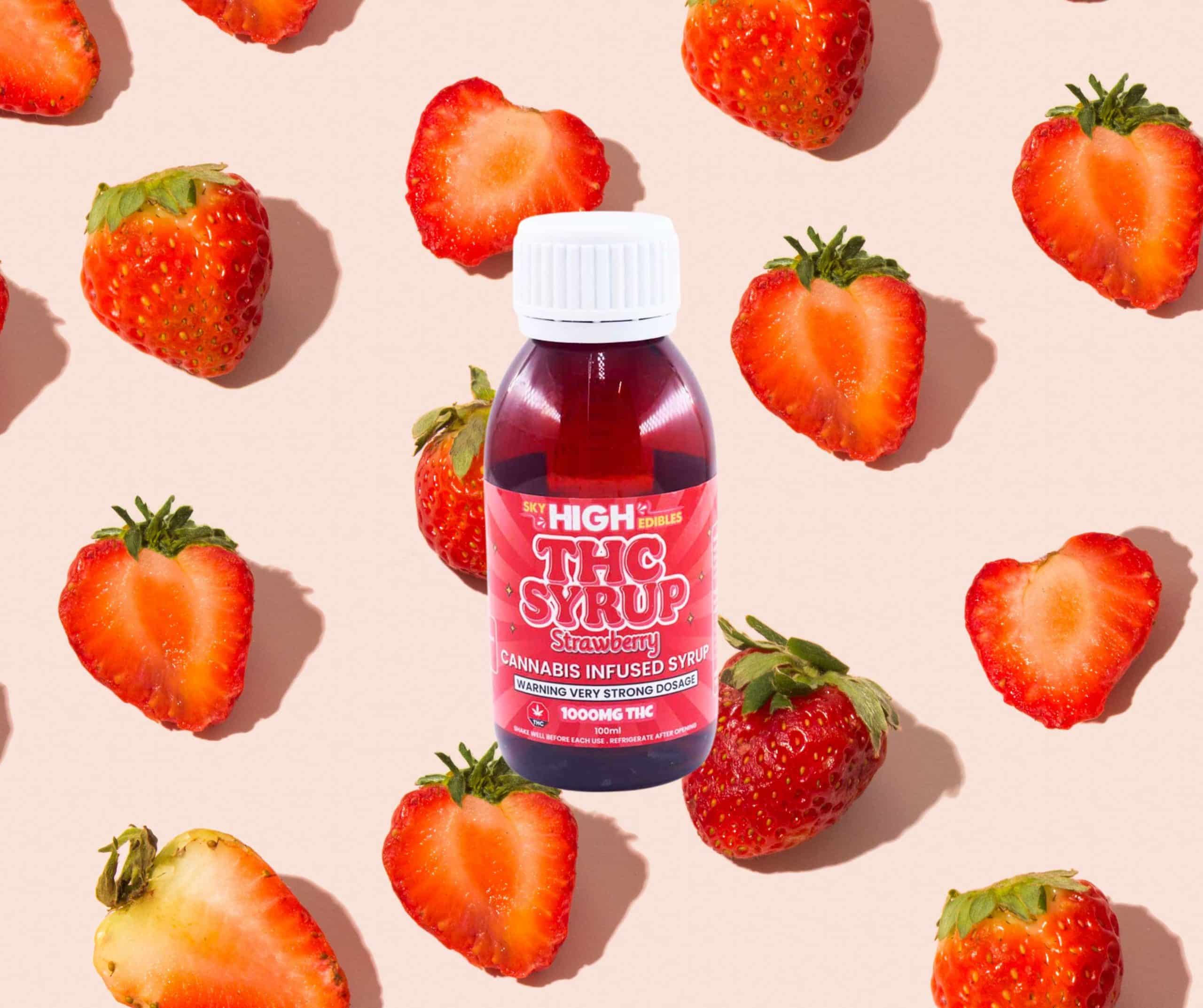 Sky High Syrup - Strawberry 1000mg THC - West Coast Cannabis Sky High Syrup - Strawberry 1000mg THC - West Coast Cannabis