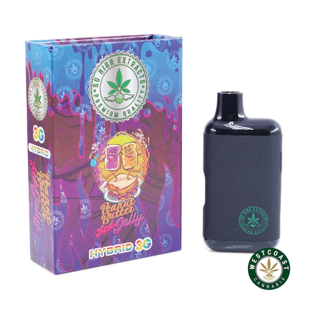 So High Extracts Disposable Pen - Peanut Butter & Jelly 3ML (Hybrid) - West Coast Cannabis So High Extracts Disposable Pen - Peanut Butter & Jelly 3ML (Hybrid) - West Coast Cannabis
