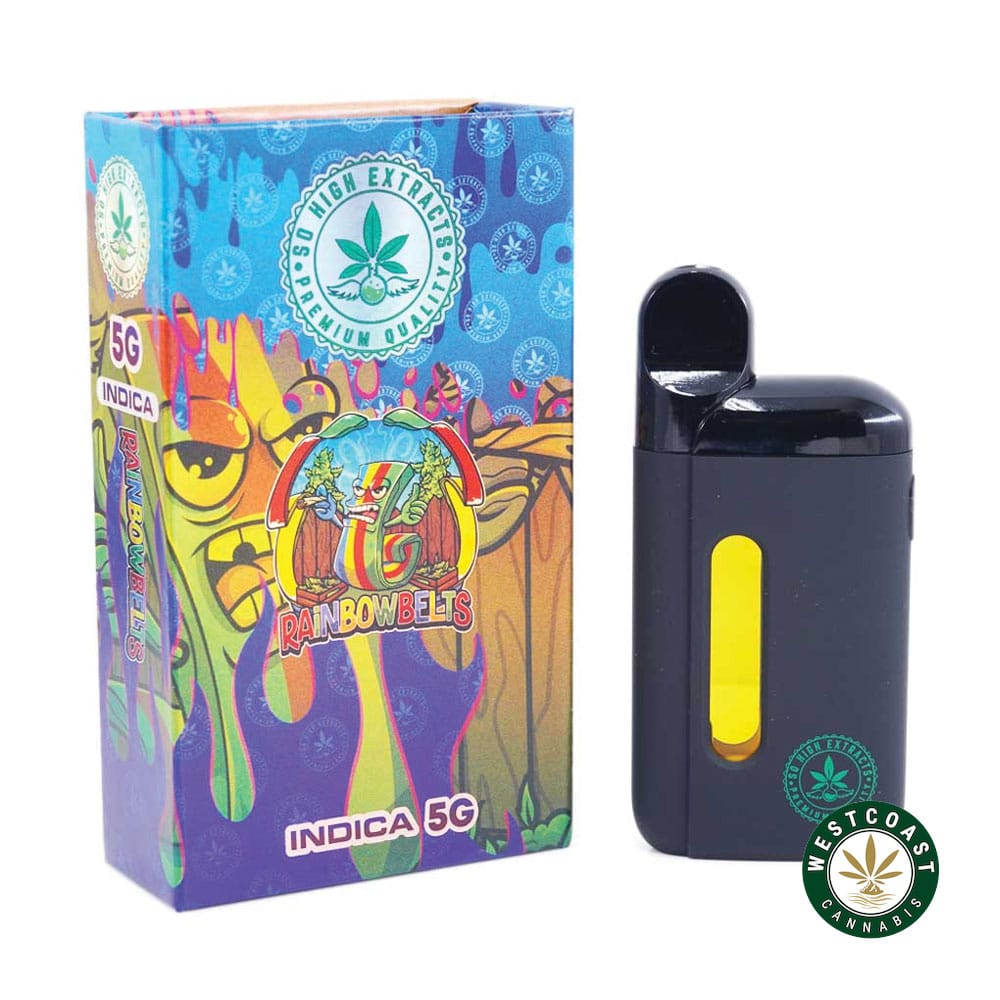 So High Extracts Disposable Pen - Rainbow Belts 5ML (Indica) - West Coast Cannabis So High Extracts Disposable Pen - Rainbow Belts 5ML (Indica) - West Coast Cannabis