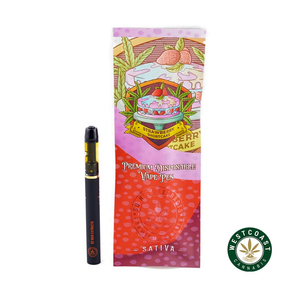 So High Extracts Disposable Pen - Strawberry Shortcake 1ML (Sativa) - West Coast Cannabis So High Extracts Disposable Pen - Strawberry Shortcake 1ML (Sativa) - West Coast Cannabis