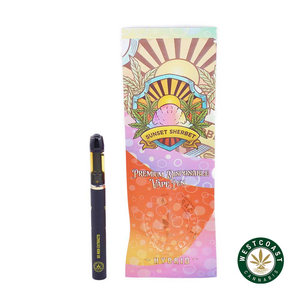 So High Extracts Disposable Pen - Sunset Sherbet 1ML (Hybrid) - West Coast Cannabis So High Extracts Disposable Pen - Sunset Sherbet 1ML (Hybrid) - West Coast Cannabis