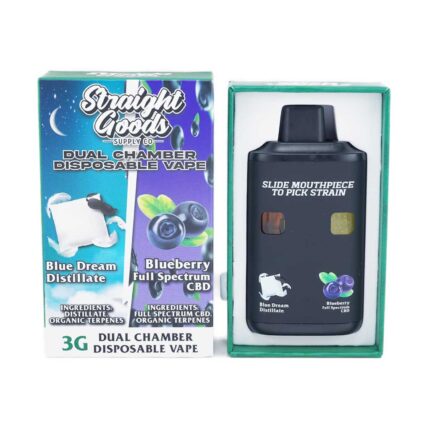 Straight Goods - Dual Chamber Vape - Blue Dream + Blueberry Full Spectrum CBD (3 Grams + 3 Grams) - West Coast Cannabis