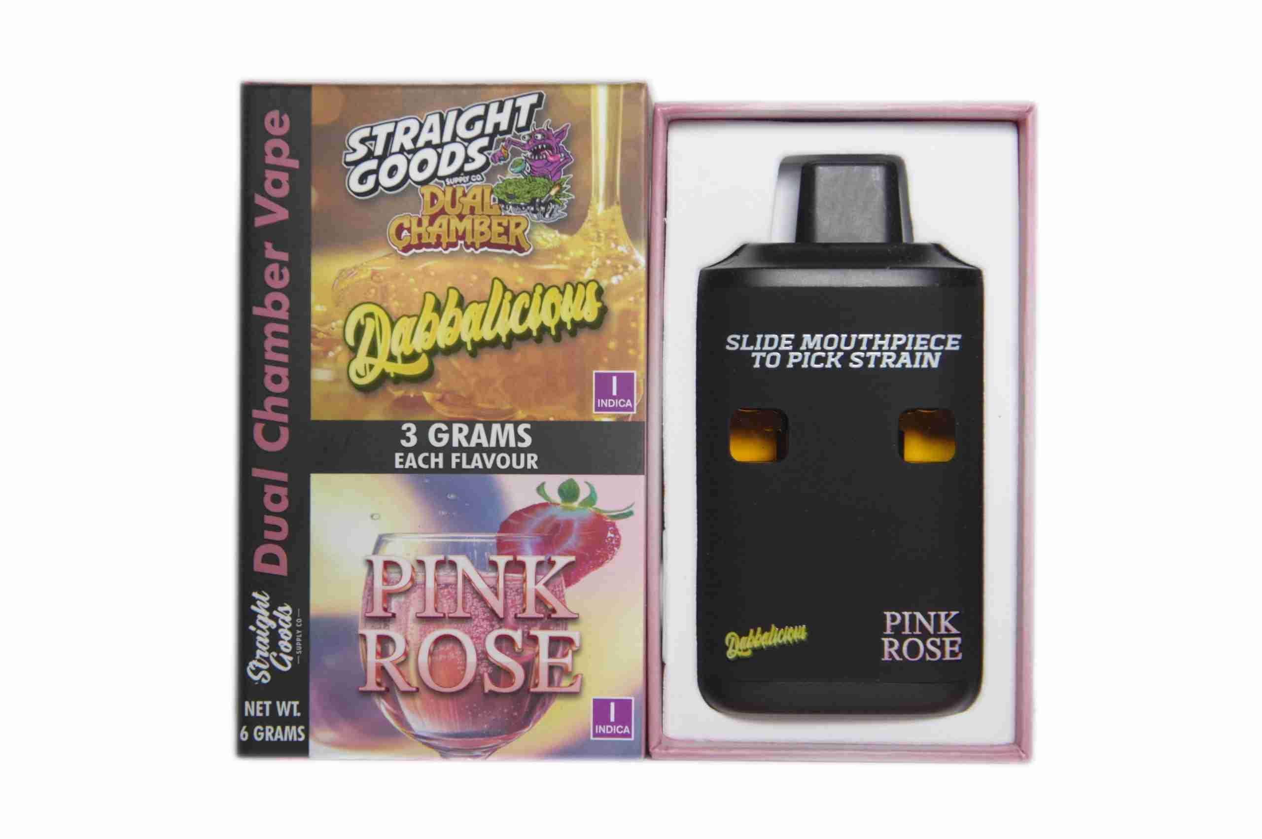 Straight Goods - Dual Chamber Vape - Dabbalicious + Pink Rose (3 Grams + 3 Grams) - West Coast Cannabis Straight Goods - Dual Chamber Vape - Dabbalicious + Pink Rose (3 Grams + 3 Grams) - West Coast Cannabis
