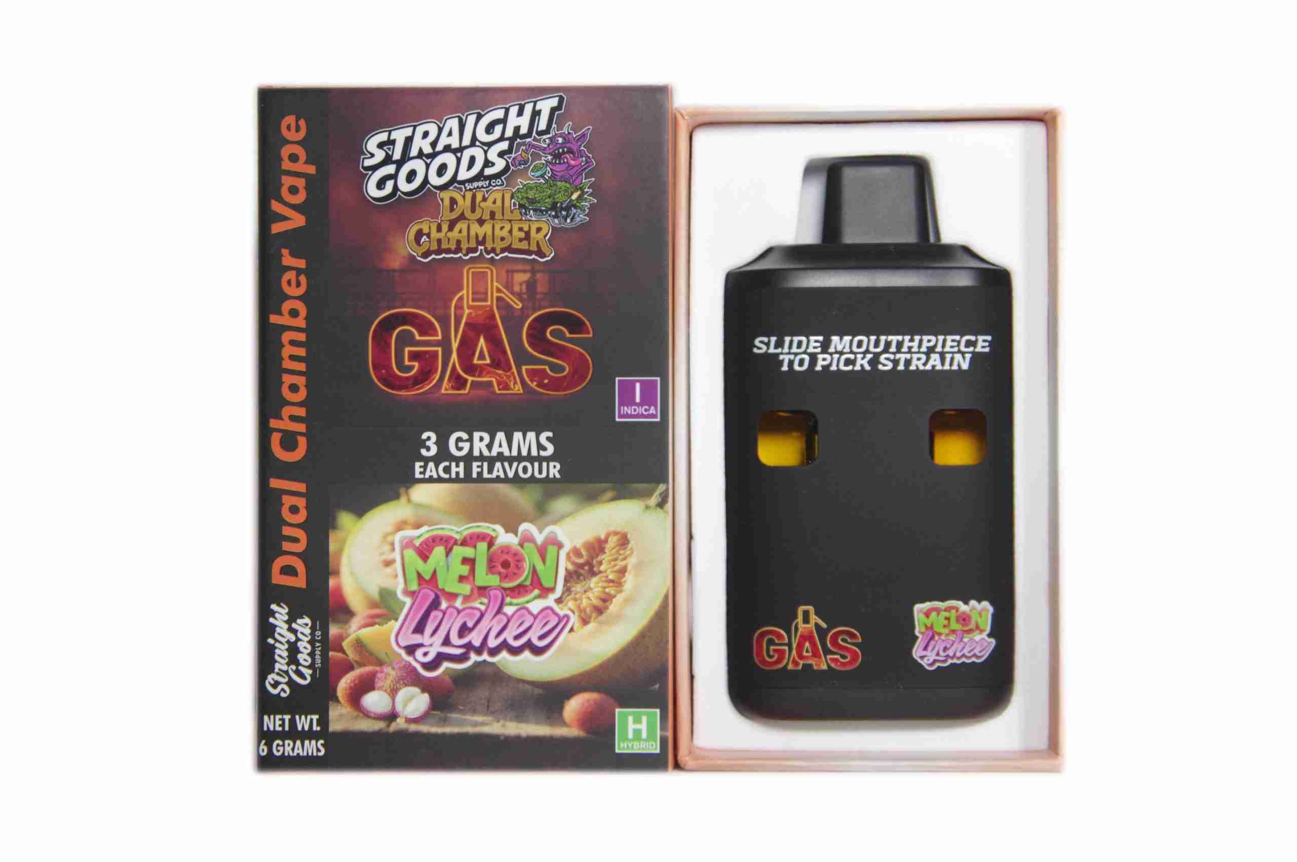 Straight Goods - Dual Chamber Vape - Gas + Melon Lychee (3 Grams + 3 Grams) - West Coast Cannabis Straight Goods - Dual Chamber Vape - Gas + Melon Lychee (3 Grams + 3 Grams) - West Coast Cannabis