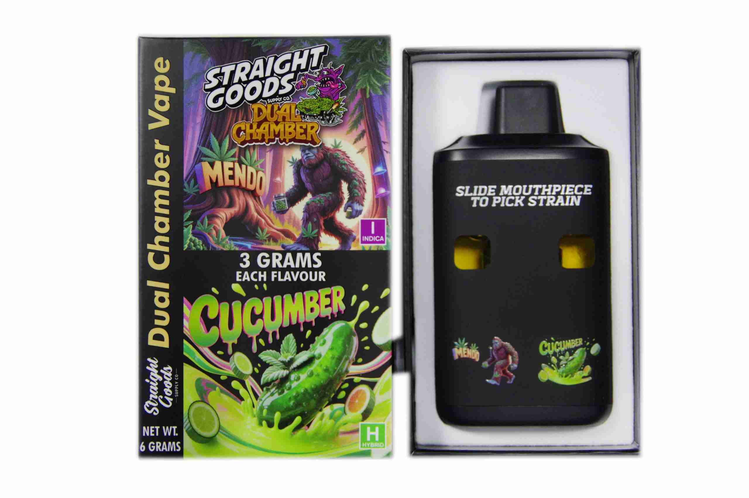 Straight Goods - Dual Chamber Vape - Mendo + Cucumber (3 Grams + 3 Grams) - West Coast Cannabis Straight Goods - Dual Chamber Vape - Mendo + Cucumber (3 Grams + 3 Grams) - West Coast Cannabis