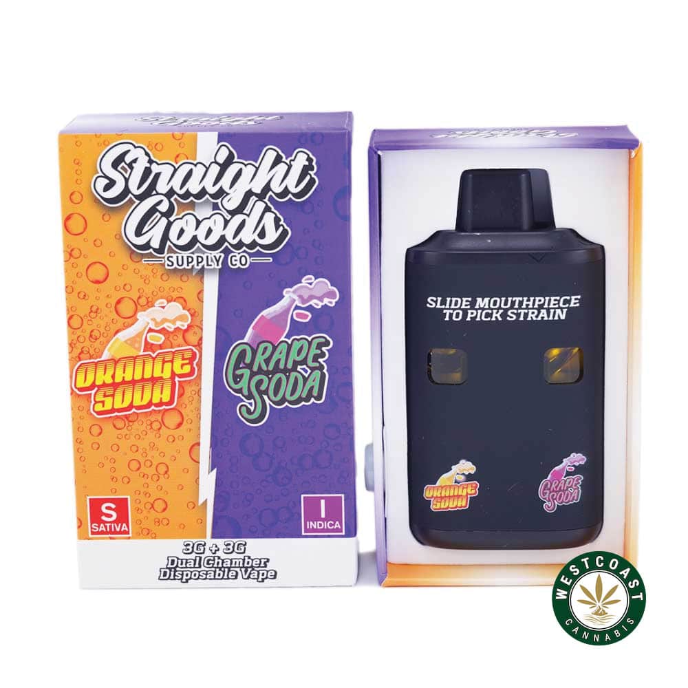 Straight Goods - Dual Chamber Vape - Orange Soda + Grape Soda (3 Grams + 3 Grams) - West Coast Cannabis Straight Goods - Dual Chamber Vape - Orange Soda + Grape Soda (3 Grams + 3 Grams) - West Coast Cannabis