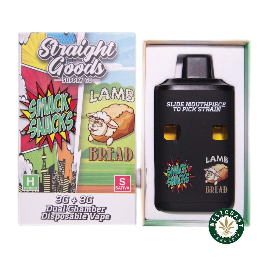 Straight Goods - Dual Chamber Vape - Smack Snacks + Lamb Bread (3 Grams + 3 Grams) - West Coast Cannabis Straight Goods - Dual Chamber Vape - Smack Snacks + Lamb Bread (3 Grams + 3 Grams) - West Coast Cannabis