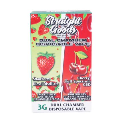 Straight Goods - Dual Chamber Vape - Strawberry Diesel + Cherry Full Spectrum CBD (3 Grams + 3 Grams) - West Coast Cannabis