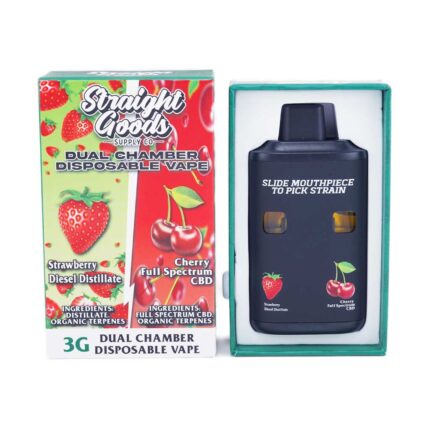 Straight Goods - Dual Chamber Vape - Strawberry Diesel + Cherry Full Spectrum CBD (3 Grams + 3 Grams) - West Coast Cannabis