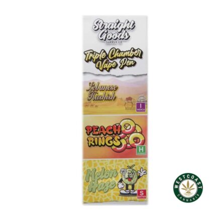 Straight Goods - Triple Chamber Vape - Lebanese Hashish + Peach Rings + Melon Haze (3 Grams + 3 Grams + 3 Gram) - West Coast Cannabis