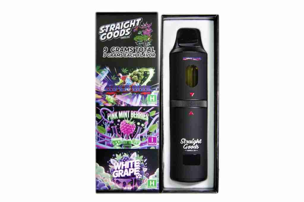 Straight Goods - Triple Chamber Vape - Super Boof + Pink Mint Berries + White Grape V2 (3 Grams + 3 Grams + 3 Gram) - West Coast Cannabis Straight Goods - Triple Chamber Vape - Super Boof + Pink Mint Berries + White Grape V2 (3 Grams + 3 Grams + 3 Gram) - West Coast Cannabis