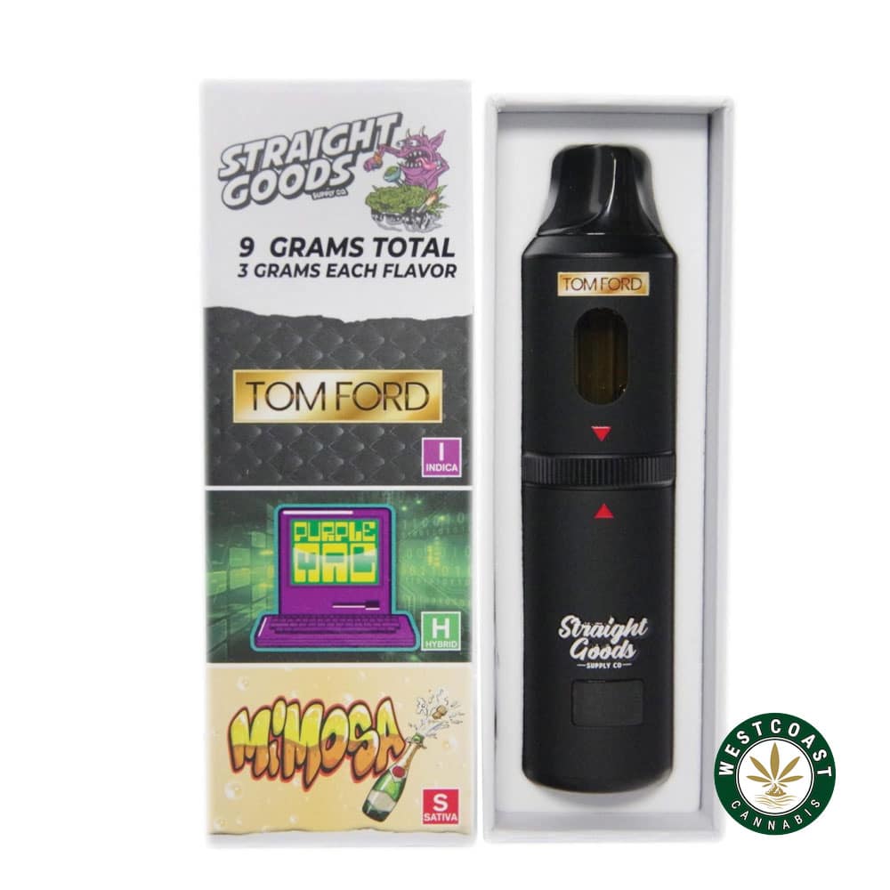 Straight Goods - Triple Chamber Vape - Tom Ford + Purple Mac + Mimosa (3 Grams + 3 Grams + 3 Gram) - West Coast Cannabis Straight Goods - Triple Chamber Vape - Tom Ford + Purple Mac + Mimosa (3 Grams + 3 Grams + 3 Gram) - West Coast Cannabis