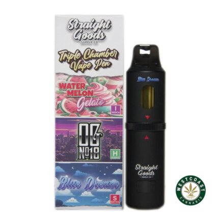 Straight Goods - Triple Chamber Vape - Watermelon Gelato + OG No18 + Blue Dream (3 Grams + 3 Grams + 3 Gram) - West Coast Cannabis