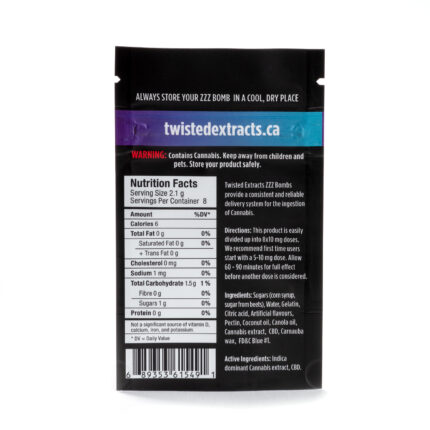 Twisted Extracts Blue Raspberry Zzz Bomb 1:1 40mg THC 40mg CBD Indica - West Coast Cannabis