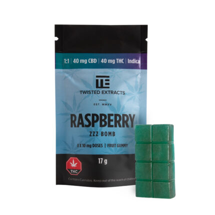 Twisted Extracts Blue Raspberry Zzz Bomb 1:1 40mg THC 40mg CBD Indica - West Coast Cannabis