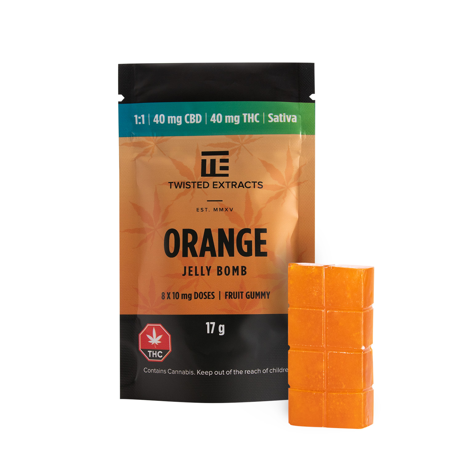Twisted Extracts Orange Jelly Bombs 1:1 40mg THC 40mg CBD Sativa - West Coast Cannabis Twisted Extracts Orange Jelly Bombs 1:1 40mg THC 40mg CBD Sativa - West Coast Cannabis