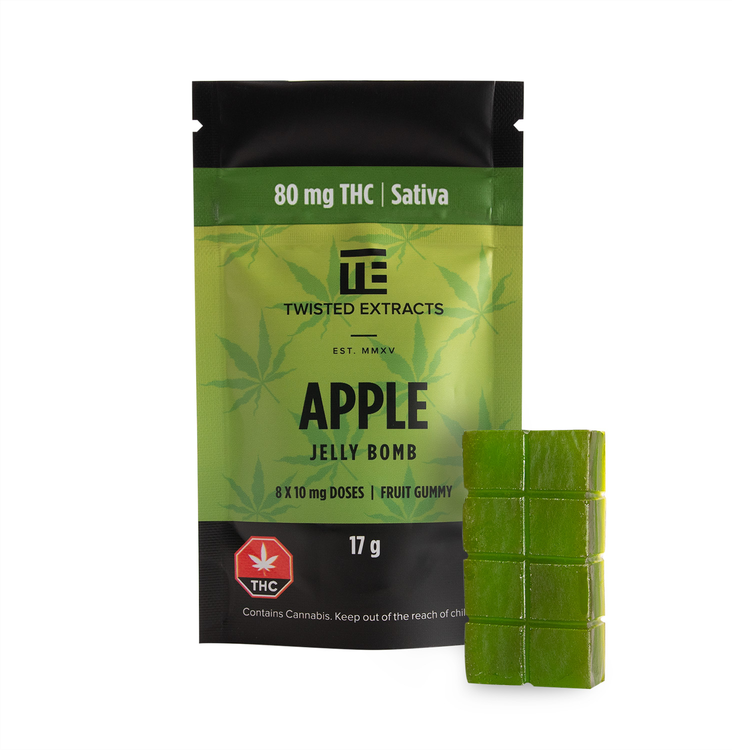 Twisted Extracts THC Apple Jelly Bombs 80mg Sativa - West Coast Cannabis Twisted Extracts THC Apple Jelly Bombs 80mg Sativa - West Coast Cannabis