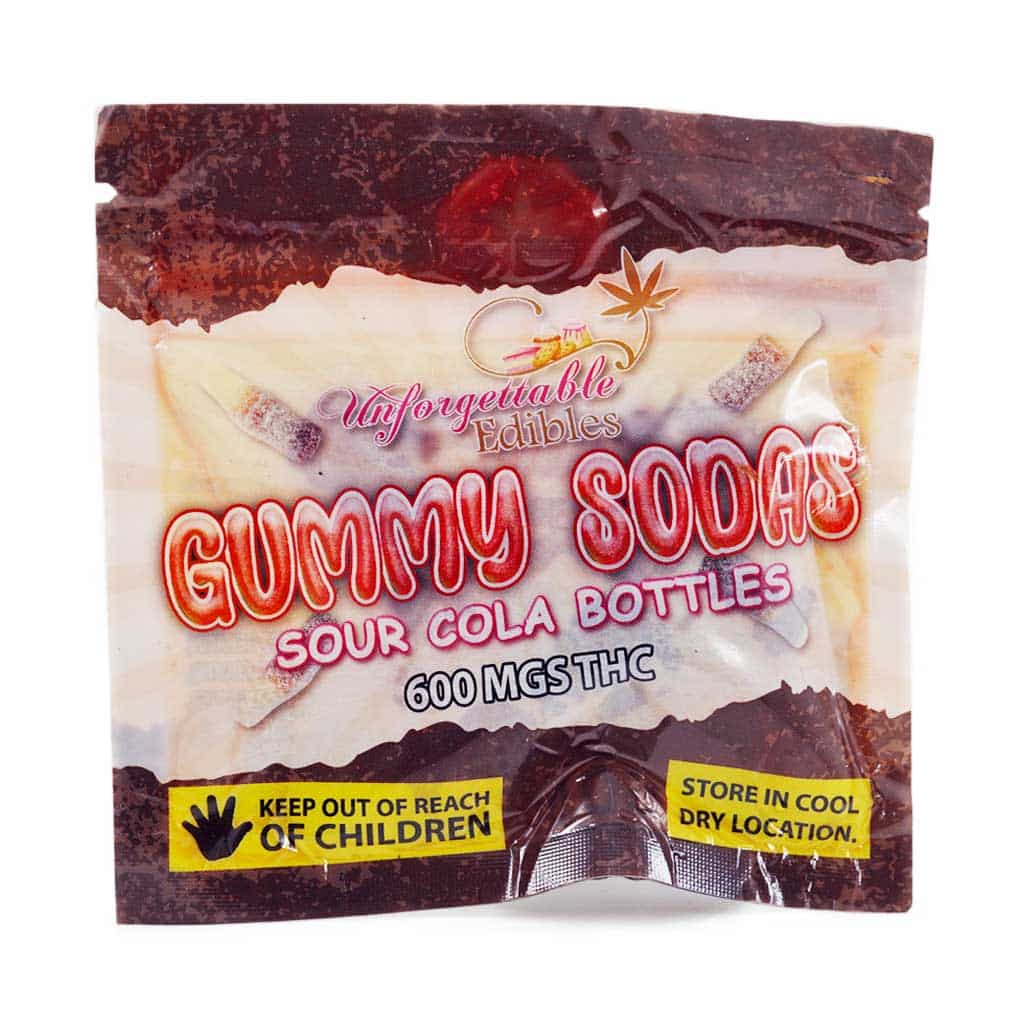 Unforgettable Edibles – Gummy Sodas Sour Cola Bottles 600mg THC - West Coast Cannabis Unforgettable Edibles – Gummy Sodas Sour Cola Bottles 600mg THC - West Coast Cannabis