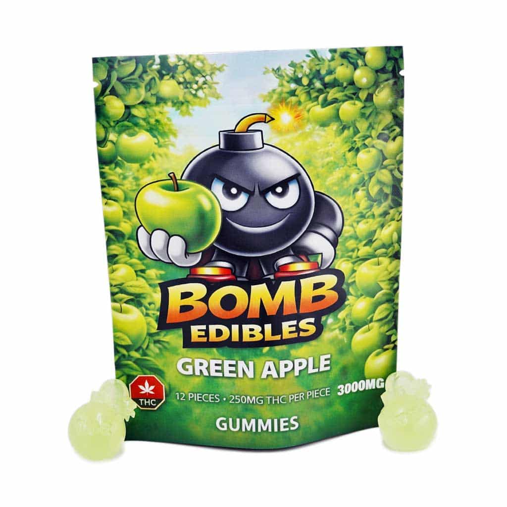 Bomb Edibles – 3000mg THC Gummies – Green Apple - Image 1